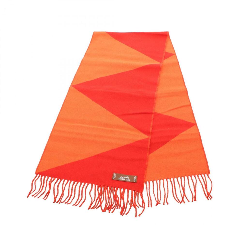 Hermes HERMES Casaque Zigzag Scarf Muffler Cashmere Women's Orange/Red